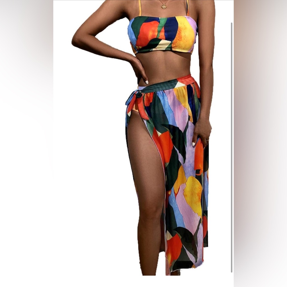 Colorful Abstract Women's 3 piece Bikini Set